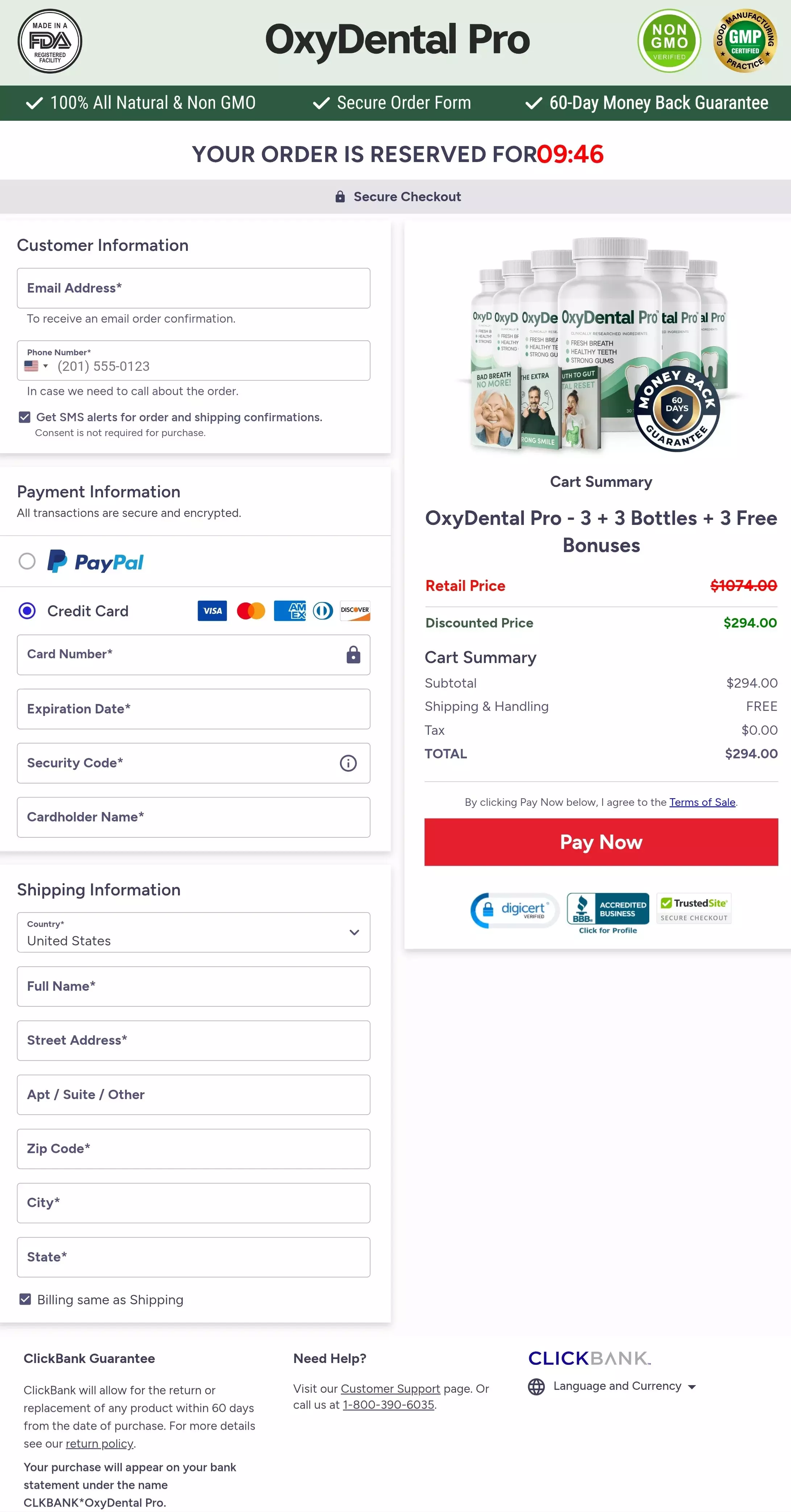 OxyDental Pro order form